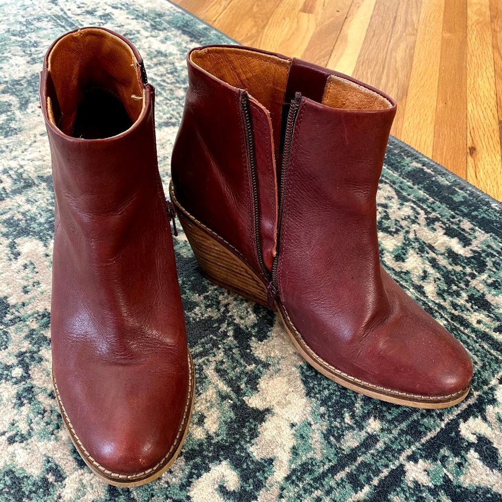 Burgundy Leather Elk Brand Booties